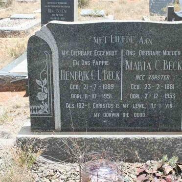 BECK Hendrik C.L. 1889-1951 &amp; Maria C. VORSTER 1881-1953