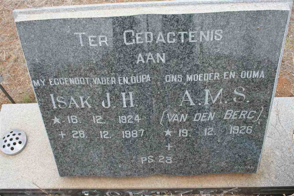 COETZEE Isak J.H. 1924-1987 &amp; A.M.S. VAN DEN BERG 1926-