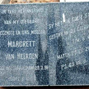 HEERDEN Margrett, van nee MC GALLAGHAN 1898-1958