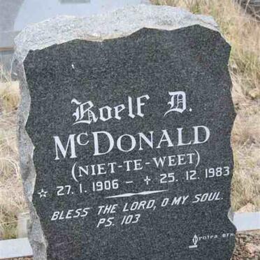 McDONALD Roelf D. 1906-1983