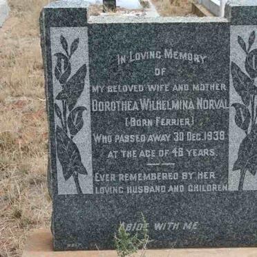 NORVAL Dorothea Wilhelmina nee FERRIER -1938