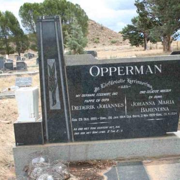 OPPERMAN Diederik Johannes 1905-1964 &amp; Johanna Maria Barendina 1909-1994