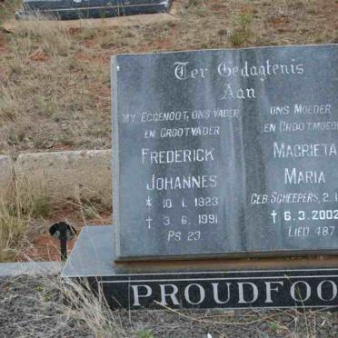 PROUDFOOT Frederik Johannes 1923-1991 &amp; Magrieta Maria SCHEEPERS 1920-2002