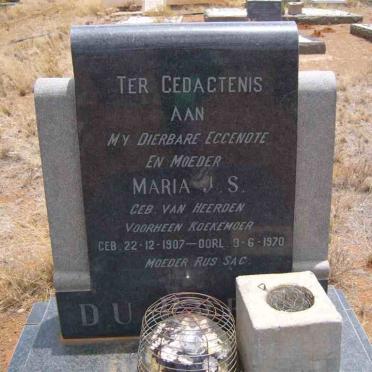 PREEZ Maria J.S., du nee VAN HEERDEN voorheen KOEKEMOER 1907-1970