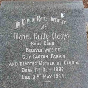 PARKIN Mabel Emily Gladys nee GUNN 1887-1944