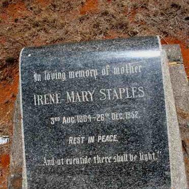 STAPLES Irene Mary 1884-1952