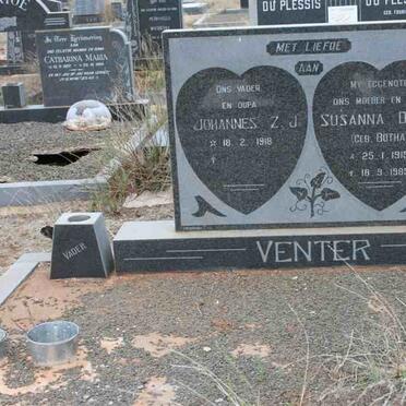 VENTER Johannes Z.J. 1918- &amp; Susanna de K. BOTHA 1915-1985