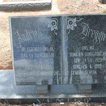 VENTER Andries 1907-1989 &amp; Breggie 1920-1999