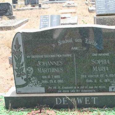 WET Johannes Marthinus, de 1890-1960 &amp; Sophia Maria VENTER 1898-1971