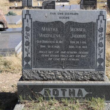 BOTHA Wessel Jacobus 1911-1958 & Martha Magdalena BURGER 1911-1959