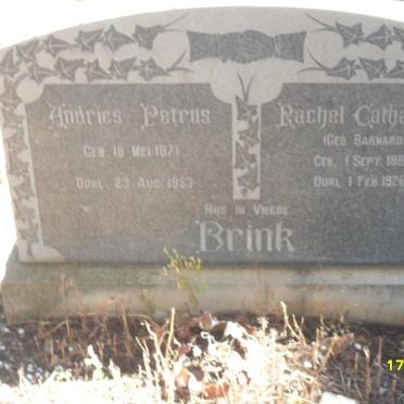 BRINK Andries Petrus 1871-1953 &amp; Rachel Catharina BARNARD 1882-1926