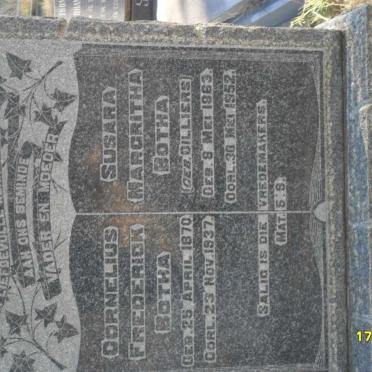 BOTHA Cornelius Frederick 1870-1937 &amp; Susara Magritha CILLIERS 1863-1952
