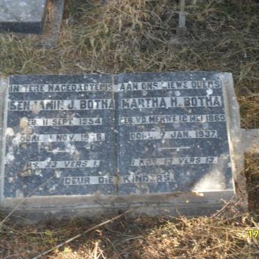 BOTHA Benjamin J. 1854-1936 &amp; Martha H. V.D. MERWE 1860-1937