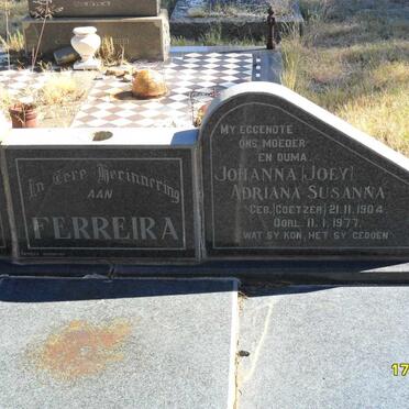 FERREIRA Johanna Adriana Susanna nee COETZER 1904-1977