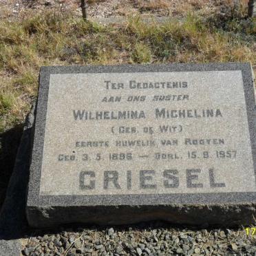 GRIESEL Wilhelmina Michelina voorheen VAN ROOYEN nee DE WIT 1896-1957