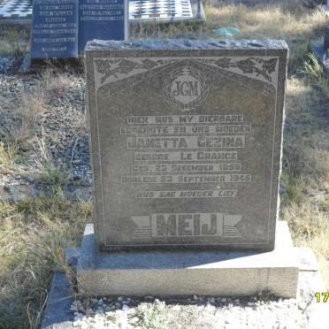 MEIJ Janetta Gezina nee LE GRANGE 1859-1946