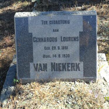 NIEKERK Gerhardus Lourens, van 1881-1930