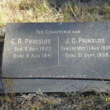 PRINSLOO C.R. 1857-1941 &amp; J.C. DE WET 1858-1938
