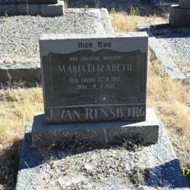 RENSBURG Maria Elizabeth, J. van nee FAURE 1912-1961