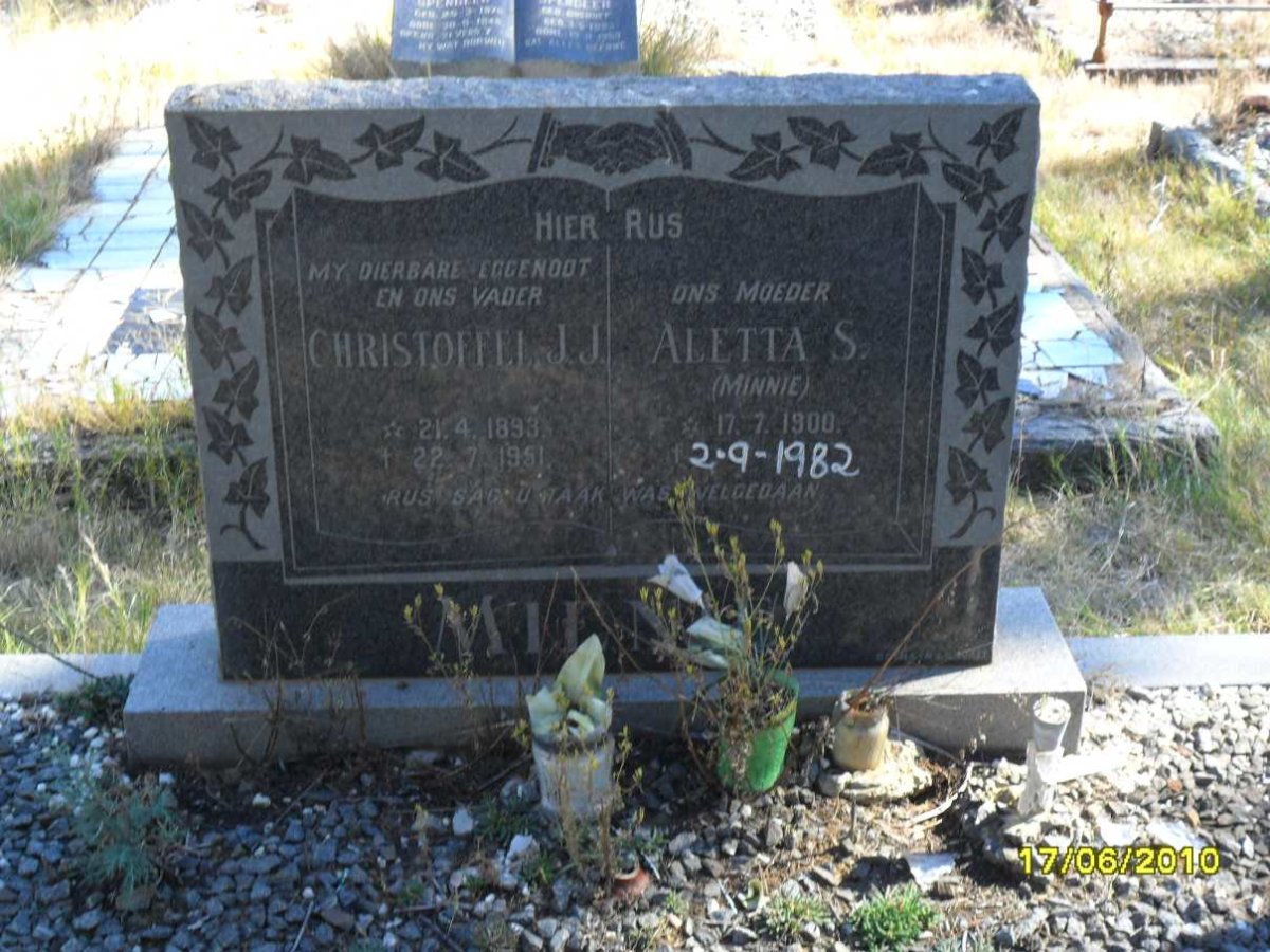 MIENIE Christoffel J.J. 1893-1951 &amp; Aletta S. MINNIE 1900-1982