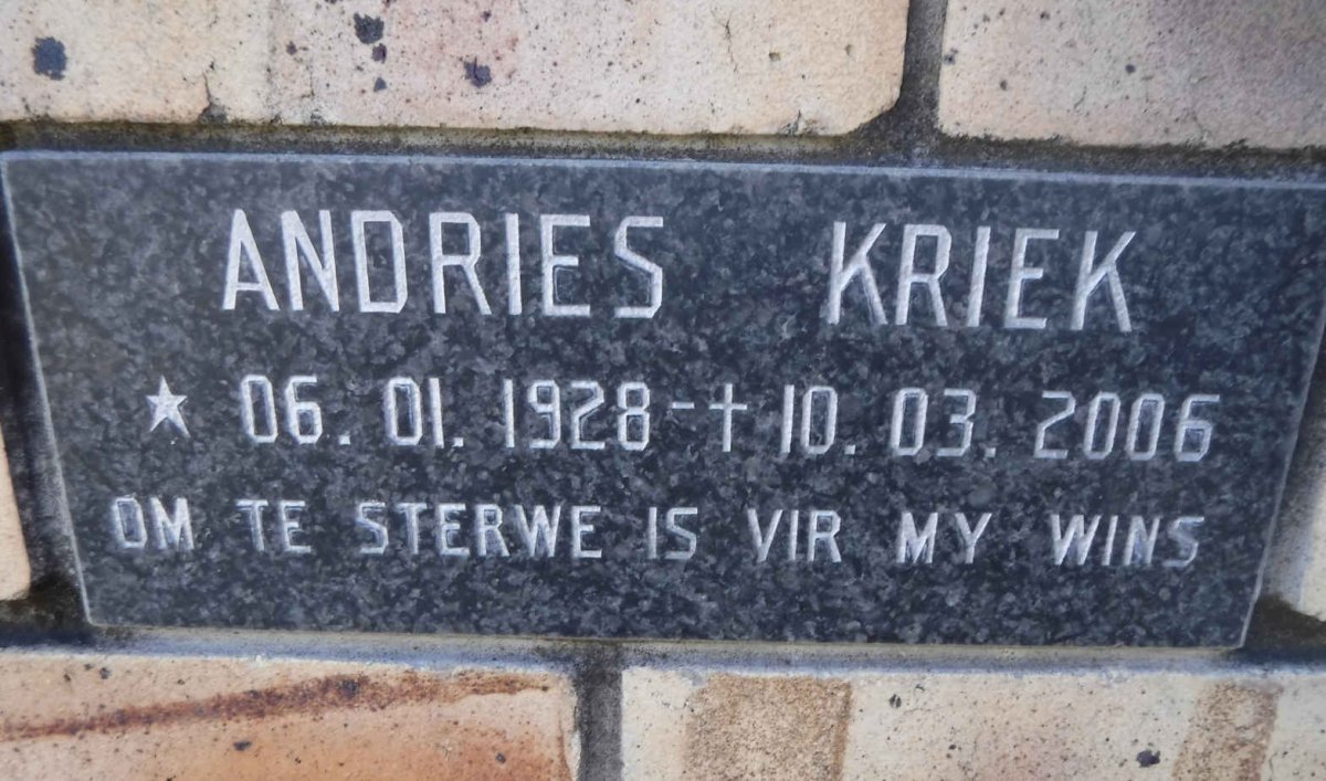 KRIEK Andries 1928-2006