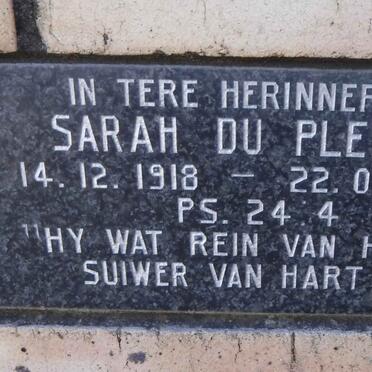 PLESSIS Sarah, du 1918-2007
