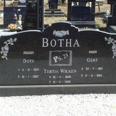 BOTHA Gert 1921-1994 &amp; Dots 1923-2007 :: BOTHA Tertia Wilken 1948-2008