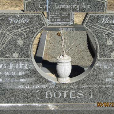 BOTES Frans Hendrik 1916-1992 &amp; Zacharia Hendrina Maria 1918-2008