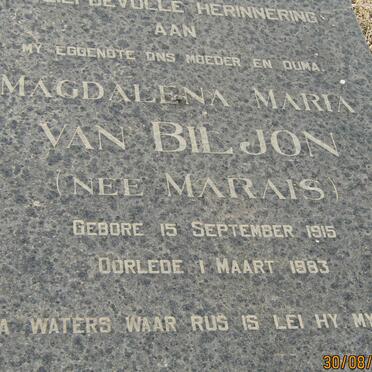BILJON Magdalena Maria, van nee MARAIS 1915-1983
