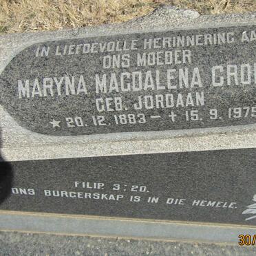 CRONJE Maryna Magdalena nee JORDAAN 1883-1975