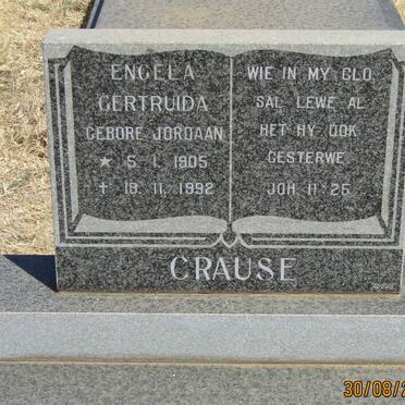CRAUSE Engela Gertruida nee JORDAAN 1905-1992