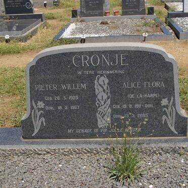 CRONJE Pieter Willem 1909-1967 &amp; Alice Flora DE LA HARPE 1911-2005