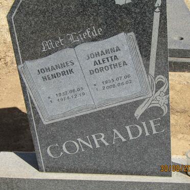 CONRADIE Johannes Hendrik 1932-1974 &amp; Johanna Aletta Dorothea 1935-2008