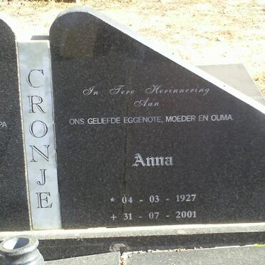 CRONJE Anna 1927-2001