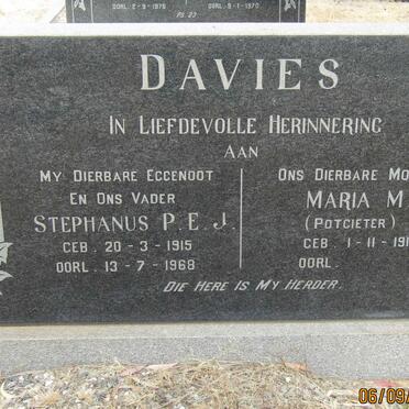 DAVIES Stephanus P.E.J. 1915-1968 &amp; Maria M. POTGIETER 1913-