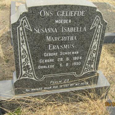 ERASMUS Susanna Isabella Margritha nee SCHOEMAN 1904-1990