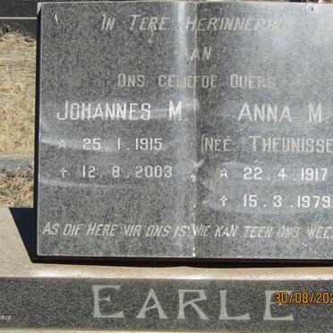 EARLE Johannes M. 1915-2003 &amp; Anna M. THEUNISSEN 1917-1979