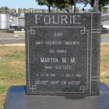 FOURIE Martha M.M. nee COETZEE  1916-1983