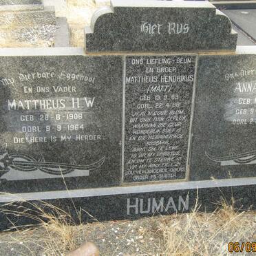 HUMAN Mattheus H.W. 1906-1964 &amp; Anna J.J. MEYER 1909-2001 :: HUMAN Mattheus Hendrikus 1969-1988