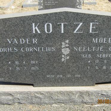 KOTZE Andries Cornelius 1917-1975 &amp; Neeltje Christina SERFONTEIN 1921-2006