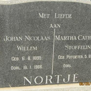 NORTJE Johan Nicolaas Willem 1895-1966 &amp; Martha Catharina Stoffelina POTGIETER 1919-