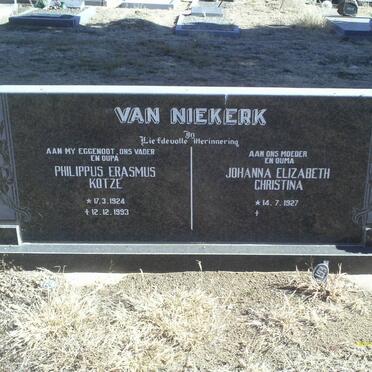 NIEKERK Philippus Erasmus Kotze 1924-1993 &amp; Johanna Elizabeth Christina 1927-
