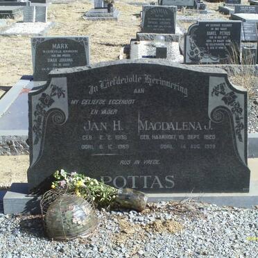 POTTAS Jan H. 1908-1969 &amp; Magdalena J. HAARHOFF 1920-1999