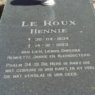 ROUX Hennie, le 1934-1993