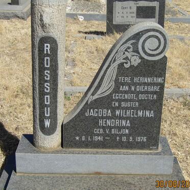 ROSSOUW Jacoba Wilhelmina Hendrina nee V. BILJON 1941-1976