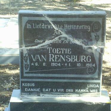 RENSBURG Toetie, van 1904-1984