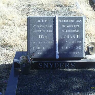 SNYDERS Johan H. 1918-2002 &amp; Tina 1918-1994