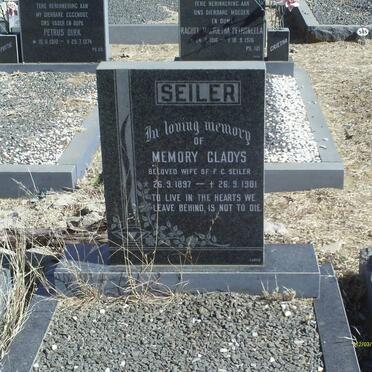 SEILER Memory Gladys 1897-1981