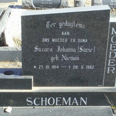 SCHOEMAN Susara Johanna nee NIEMAN 1914-1982