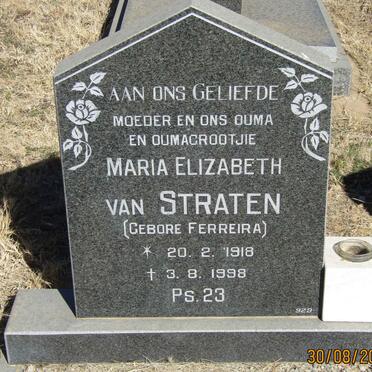 STRATEN Maria Elizabeth, van nee FERREIRA 1918-1998